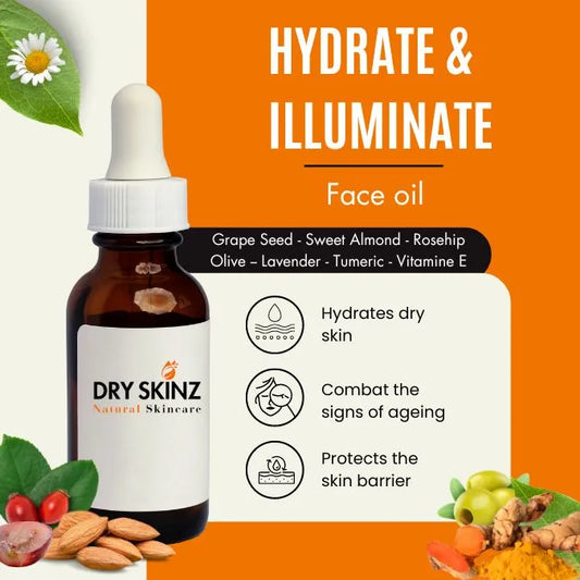 Facial Oil for Dry Skin | Turmeric + Vitamin E | 30 ML